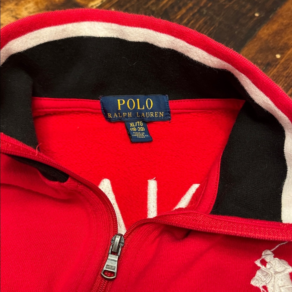 RALPH LAUREN POLO MEN'S PULL OVER SWEATER CANADA FLAG SWEATSHIRT RED kids XL - Picture 2 of 6